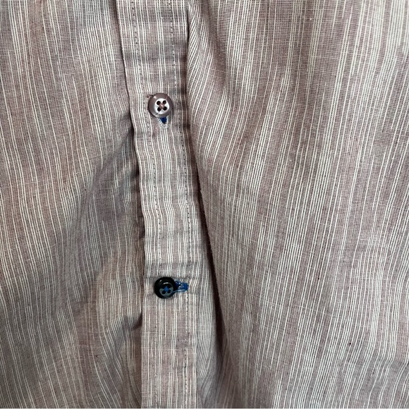 Tranquility Mayhem Long Sleeve Button Up Maroon White Shirt Mens Size S - Picture 6 of 11